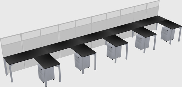 Shared l-shaped cubicle