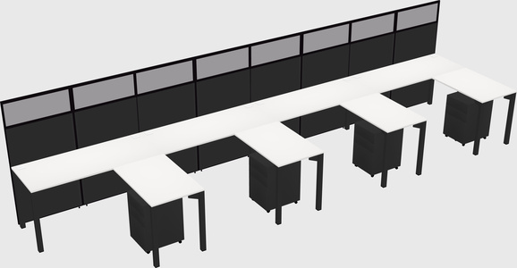 Shared l-shaped cubicle