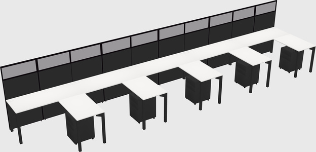 Shared l-shaped cubicle