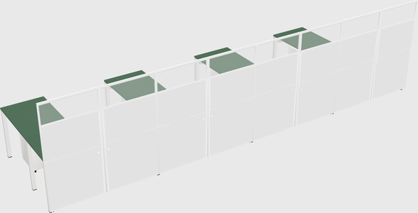 Shared l-shaped cubicle