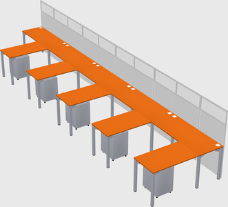 Shared l-shaped cubicle