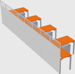 Shared l-shaped cubicle