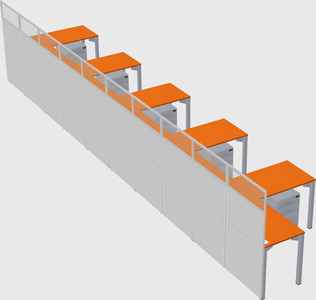 Shared l-shaped cubicle