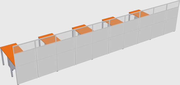 Shared l-shaped cubicle