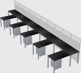 Shared l-shaped cubicle