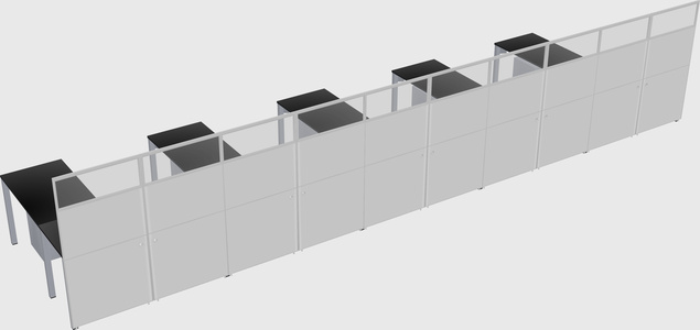 Shared l-shaped cubicle