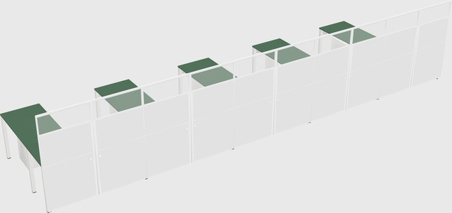 Shared l-shaped cubicle