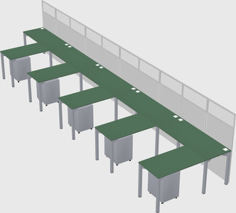 Shared l-shaped cubicle