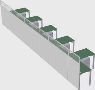 Shared l-shaped cubicle
