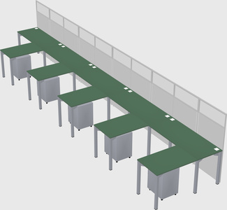 Shared l-shaped cubicle