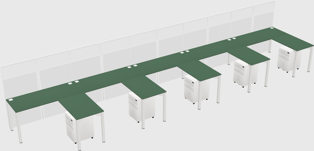 Shared l-shaped cubicle