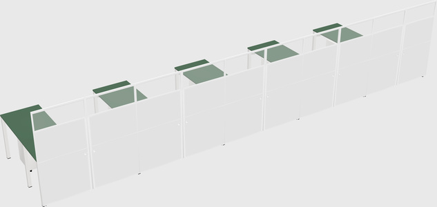 Shared l-shaped cubicle