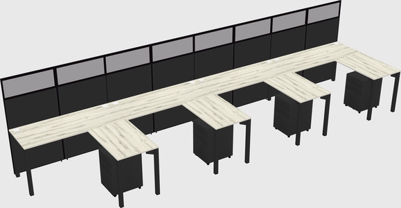 Shared l-shaped cubicle