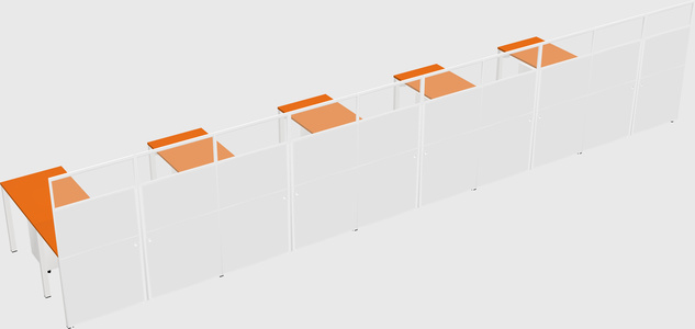 Shared l-shaped cubicle