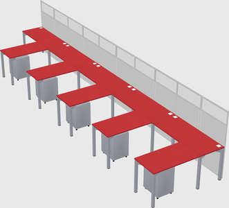 Shared l-shaped cubicle