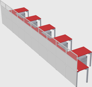 Shared l-shaped cubicle
