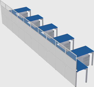 Shared l-shaped cubicle
