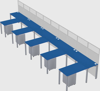 Shared l-shaped cubicle