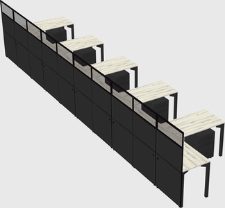 Shared l-shaped cubicle