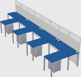 Shared l-shaped cubicle
