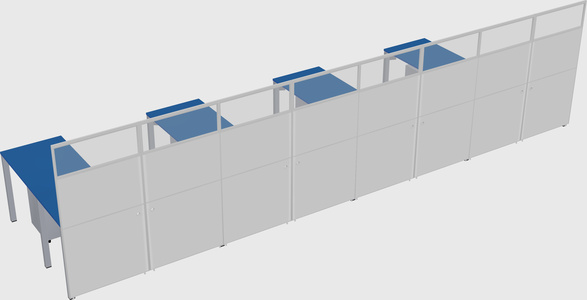 Shared l-shaped cubicle