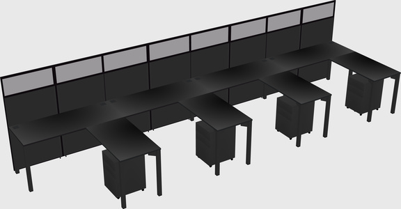 Shared l-shaped cubicle
