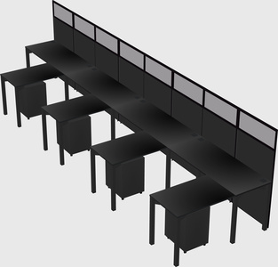 Shared l-shaped cubicle
