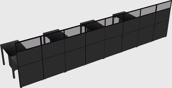 Shared l-shaped cubicle
