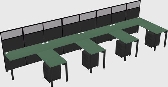 Shared l-shaped cubicle