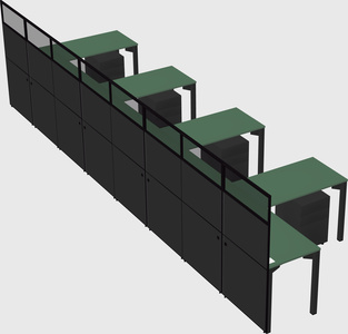 Shared l-shaped cubicle