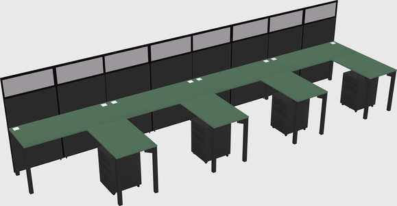 Shared l-shaped cubicle
