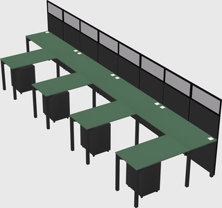 Shared l-shaped cubicle