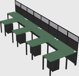 Shared l-shaped cubicle