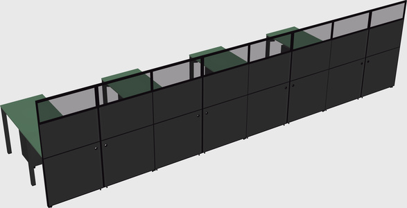 Shared l-shaped cubicle