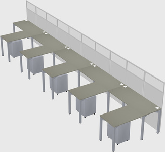 Shared l-shaped cubicle