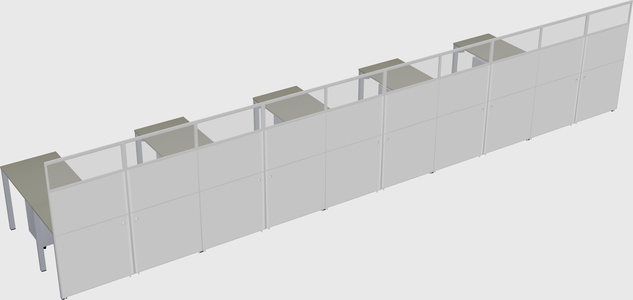 Shared l-shaped cubicle