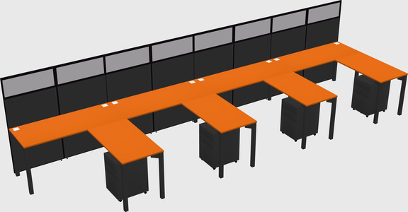 Shared l-shaped cubicle