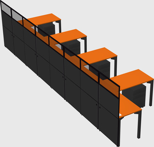 Shared l-shaped cubicle