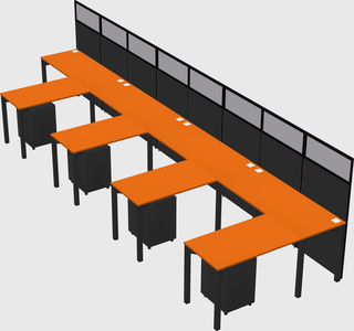 Shared l-shaped cubicle