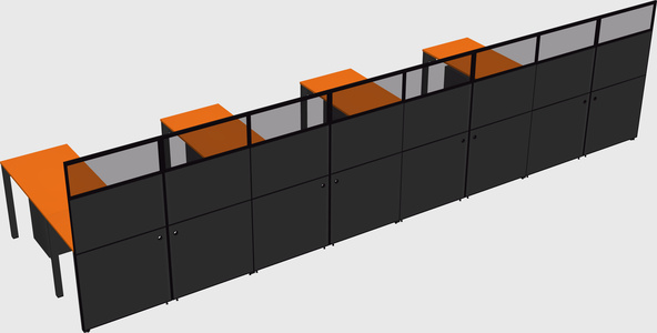 Shared l-shaped cubicle
