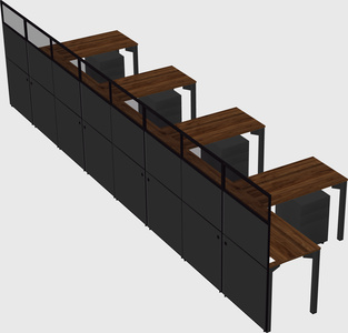 Shared l-shaped cubicle