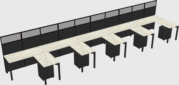 Shared l-shaped cubicle