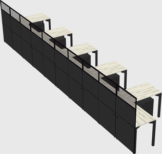 Shared l-shaped cubicle