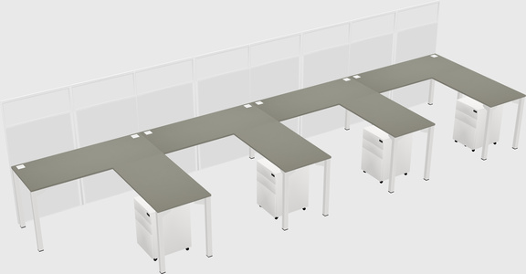 Shared l-shaped cubicle