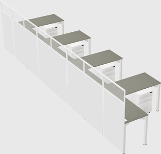 Shared l-shaped cubicle