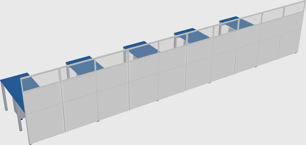 Shared l-shaped cubicle
