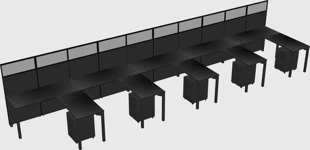Shared l-shaped cubicle