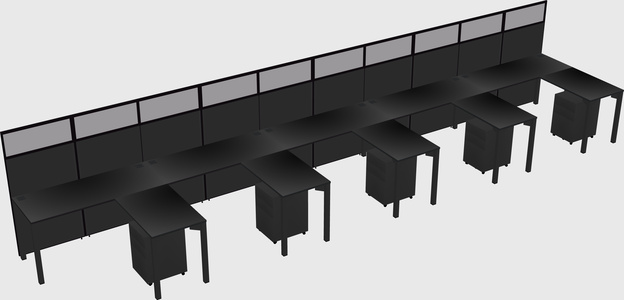 Shared l-shaped cubicle