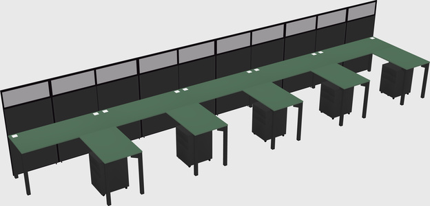 Shared l-shaped cubicle
