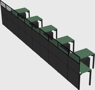 Shared l-shaped cubicle